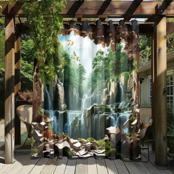 Waterproof Outdoor Curtain Privacy, Outdoor Shades, Sliding Patio Curtain Drapes, Pergola Curtains Grommet Forest Cascade For Gazebo, Balcony, Porch, Party
