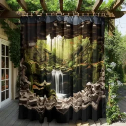 Waterproof Outdoor Curtain Privacy, Outdoor Shades, Sliding Patio Curtain Drapes, Pergola Curtains Grommet Forest Cascade For Gazebo, Balcony, Porch, Party