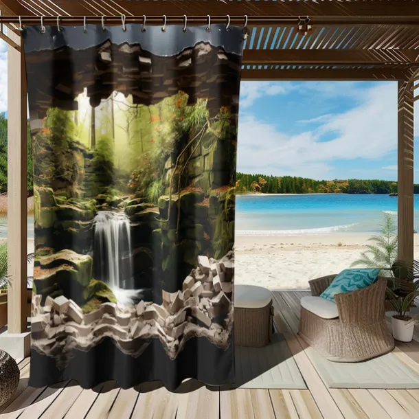 Waterproof Outdoor Curtain Privacy, Outdoor Shades, Sliding Patio Curtain Drapes, Pergola Curtains Grommet Forest Cascade For Gazebo, Balcony, Porch, Party