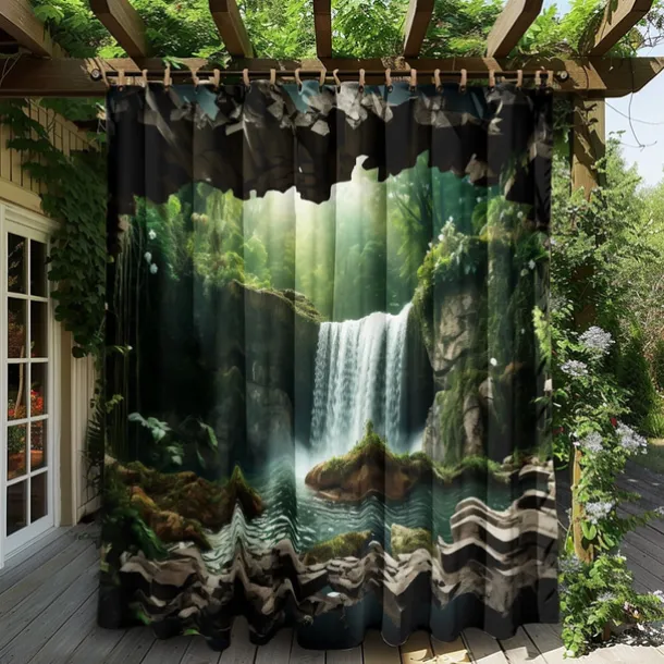 Waterproof Outdoor Curtain Privacy, Outdoor Shades, Sliding Patio Curtain Drapes, Pergola Curtains Grommet Forest Cascade For Gazebo, Balcony, Porch, Party