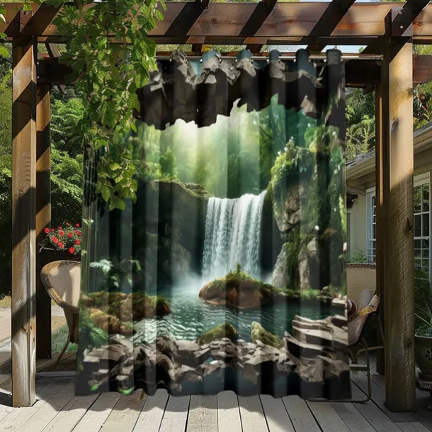Waterproof Outdoor Curtain Privacy, Outdoor Shades, Sliding Patio Curtain Drapes, Pergola Curtains Grommet Forest Cascade For Gazebo, Balcony, Porch, Party