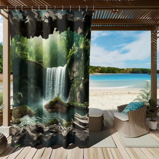 Waterproof Outdoor Curtain Privacy, Outdoor Shades, Sliding Patio Curtain Drapes, Pergola Curtains Grommet Forest Cascade For Gazebo, Balcony, Porch, Party