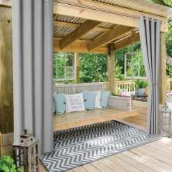 Waterproof Outdoor Curtain Privacy, Sliding Patio Curtain Farmhouse Drapes, Pergola Curtains Grommet For Gazebo, Balcony, Porch, Party, Hotel, 1 Panel
