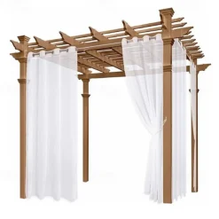 Waterproof Outdoor Curtain Privacy, Sliding Patio Curtain Farmhouse Drapes, Pergola Curtains Grommet For Gazebo, Balcony, Porch, Party, Hotel, 1 Panel