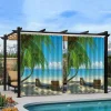Waterproof Outdoor Curtain Privacy, Sliding Patio Curtain Drapes, Pergola Curtains Grommet 3D Landscape Beach For Gazebo, Balcony, Porch, Party, 1 Panel