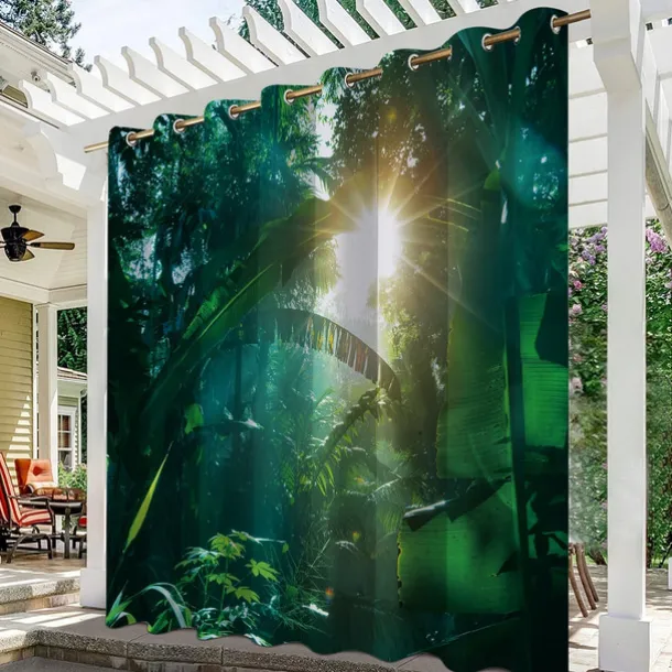 Waterproof Outdoor Curtain Privacy, Outdoor Shades, Sliding Patio Curtain Drapes, Pergola Curtains Grommet Forest Birds For Gazebo, Balcony, Porch, Party