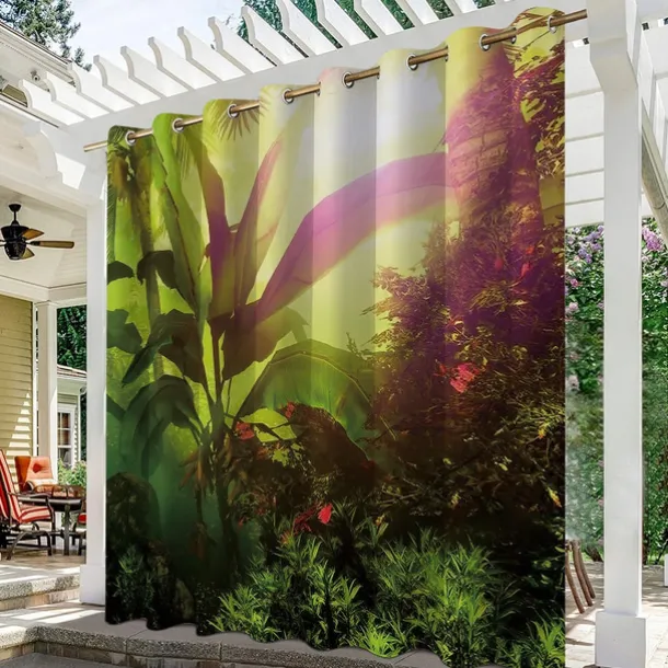 Waterproof Outdoor Curtain Privacy, Outdoor Shades, Sliding Patio Curtain Drapes, Pergola Curtains Grommet Forest Birds For Gazebo, Balcony, Porch, Party