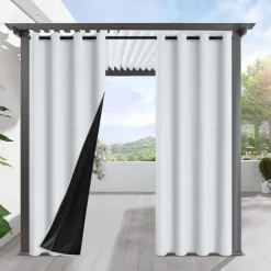 Waterproof Outdoor Curtain Privacy, Sliding Patio Curtain Farmhouse Drapes, Pergola Curtains Grommet For Gazebo, Balcony, Porch, Party, Hotel, 1 Panel
