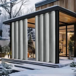 Waterproof Outdoor Curtain Privacy, Sliding Patio Curtain Farmhouse Drapes, Pergola Curtains Grommet For Gazebo, Balcony, Porch, Party, Hotel, 1 Panel