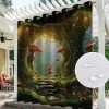 Waterproof Outdoor Curtain Privacy, Outdoor Shades, Sliding Patio Curtain Drapes, Pergola Curtains Grommet Mushroom Forest For Gazebo, Balcony, Porch, Party