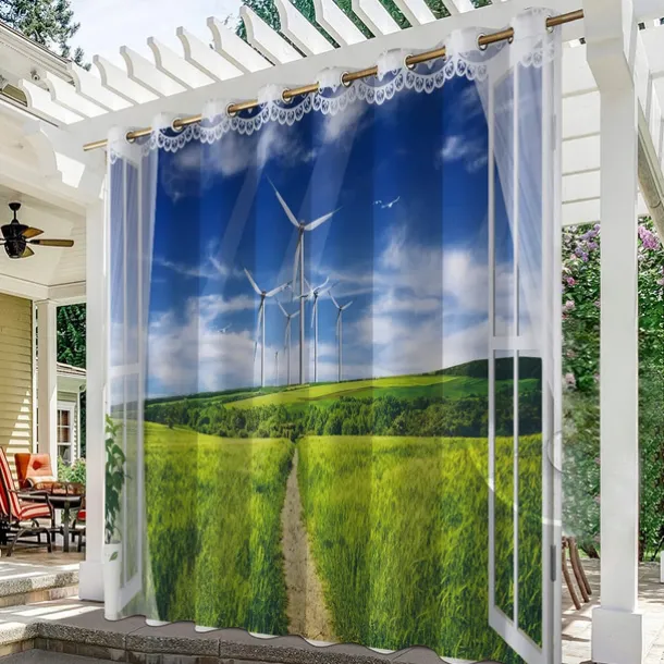 Waterproof Outdoor Curtain Privacy, Outdoor Shades, Sliding Patio Curtain Drapes, Pergola Curtains Grommet Ocean Beach For Gazebo, Balcony, Porch, Party