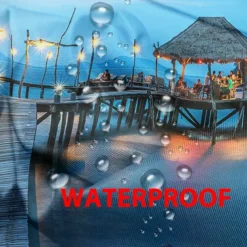 Waterproof Outdoor Curtain Privacy, Sliding Patio Curtain Drapes, Pergola Curtains Grommet 3D Ocean Vacation Landscape For Gazebo, Balcony, Porch, Party, 1 Panel