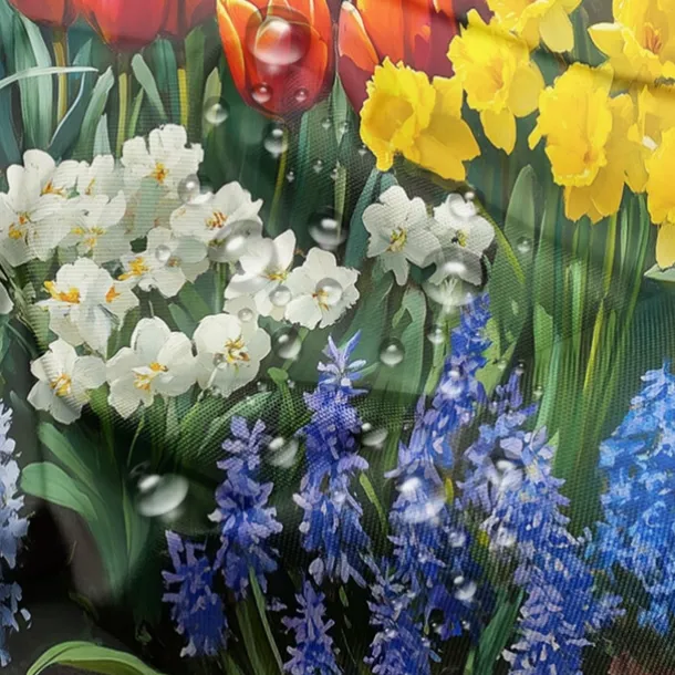 Waterproof Outdoor Curtain Privacy, Sliding Patio Curtain Drapes, Pergola Curtains Grommet 3D Flowers Tulips Landscape For Gazebo, Balcony, Porch, Party, 1 Panel