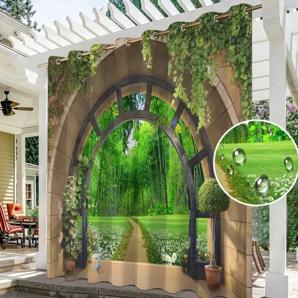 Waterproof Outdoor Curtain Privacy, Outdoor Shades, Sliding Patio Curtain Drapes, Pergola Curtains Grommet Garden Arch For Gazebo, Balcony, Porch, Party