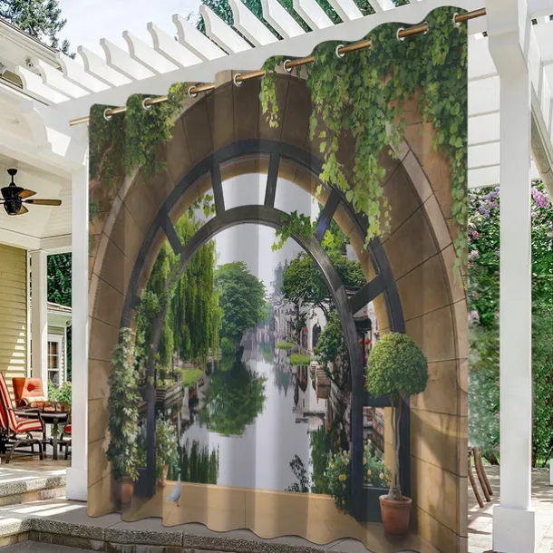 Waterproof Outdoor Curtain Privacy, Outdoor Shades, Sliding Patio Curtain Drapes, Pergola Curtains Grommet Garden Arch For Gazebo, Balcony, Porch, Party