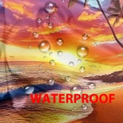 Waterproof Outdoor Curtain Privacy, Sliding Patio Curtain Drapes, Pergola Curtains Grommet 3D Ocean Beach Landscape For Gazebo, Balcony, Porch, Party, 1 Panel