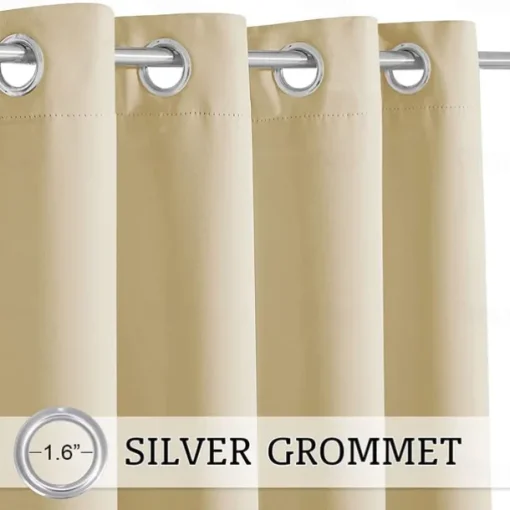 Waterproof Outdoor Curtain Privacy, Double Grommet(Top and Bottom) Sliding Patio Curtain Farmhouse Drapes, Pergola Curtains Grommet For Gazebo, Balcony, Porch, Party, Hotel, 1 Panel