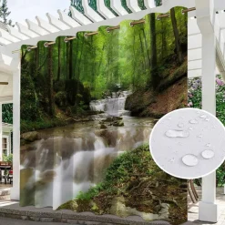 Waterproof Outdoor Curtains for Indoor Wedding Patio Thick Privacy Grommet Curtains for Wedding Bedroom, Living Room, Porch, Pergola, Cabana, 1 Panel