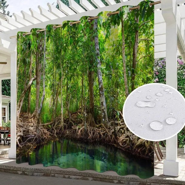 Waterproof Outdoor Curtains for Indoor Wedding Patio Thick Privacy Grommet Curtains for Wedding Bedroom, Living Room, Porch, Pergola, Cabana, 1 Panel