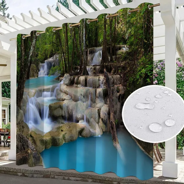 Waterproof Outdoor Curtains for Indoor Wedding Patio Thick Privacy Grommet Curtains for Wedding Bedroom, Living Room, Porch, Pergola, Cabana, 1 Panel