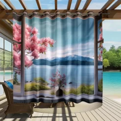 Waterproof Outdoor Curtain Privacy, Outdoor Shades, Sliding Patio Curtain Drapes, Pergola Curtains Grommet Window Mountain For Gazebo, Balcony, Porch, Party