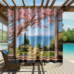 Waterproof Outdoor Curtain Privacy, Outdoor Shades, Sliding Patio Curtain Drapes, Pergola Curtains Grommet Window Mountain For Gazebo, Balcony, Porch, Party
