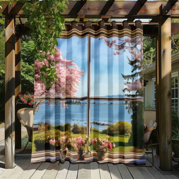 Waterproof Outdoor Curtain Privacy, Outdoor Shades, Sliding Patio Curtain Drapes, Pergola Curtains Grommet Window Mountain For Gazebo, Balcony, Porch, Party