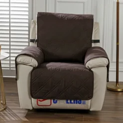 Waterproof Recliner Quilted Sofa Cover for Large Reclining Chair Slipcover Seat Reversible Washable Protector with Elastic Adjustable Straps for Kids Pets