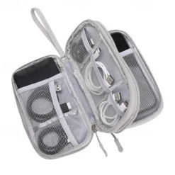 Waterproof Travel Cable Organizer Bag, Double-Layer Electronics Accessories Storage Case, Multi-Functional Digital Pouch for Cables, Chargers, Passport