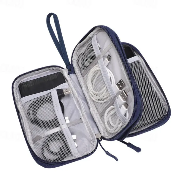 Waterproof Travel Cable Organizer Bag, Double-Layer Electronics Accessories Storage Case, Multi-Functional Digital Pouch for Cables, Chargers, Passport