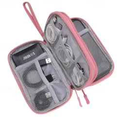 Waterproof Travel Cable Organizer Bag, Double-Layer Electronics Accessories Storage Case, Multi-Functional Digital Pouch for Cables, Chargers, Passport