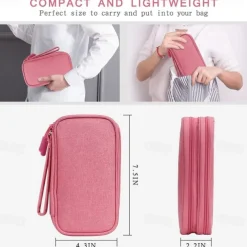 Waterproof Travel Cable Organizer Bag, Double-Layer Electronics Accessories Storage Case, Multi-Functional Digital Pouch for Cables, Chargers, Passport