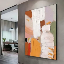 Wave oil Painting Hand painted Abstract Orange painting Hand-Painted pattle knife orange Oil Painting for Living Room Wall Decor Art Abstract Custom Artwork Art Unique painting