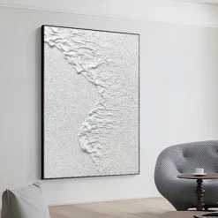 Wave oil painting handmade white plaster art plaster art on canvas white minimalist painting white abstract painting large white textured painting wall art white 3d wall art