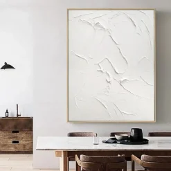 Wave oil painting handmade white plaster art plaster art on canvas white minimalist painting white abstract painting large white textured painting wall art white 3d wall art