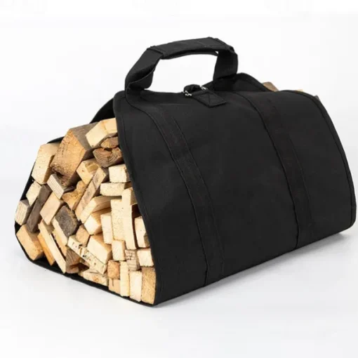 Waxed Canvas Log Carrier Bag, Durable Wood Tote Water Resistant for Indoor Outdoor, Fireplace Stove Accessories Firewood Wood Carrying Bag at Home or for Camping Trip Christmas Gift