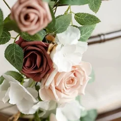 Wedding Aisle Decorations for Ceremony, Church Chair Flowers with Artificial Roses, Eucalyptus, and Ribbons, Party Decor for Outdoor Wedding and Event Backdrops