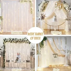 Wedding Arch Drapes Chiffon Fabric Drapery Sheer Backdrop Curtains for Party Ceremony Arch Stage Decorations