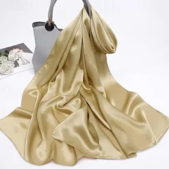 Wedding Bridal Satin Chiffon Evening Scarve for Women Silky Solid Color Shawl Wraps Stole For Weddings Bridal Bridesmaids Proms Parties