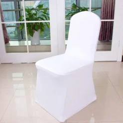 Wedding Chair Covers Spandex Banquet Chair Covers Slipcove Flat Front Stretch Spandex Chair Covers for Wedding Banquet Dining Party Decorations