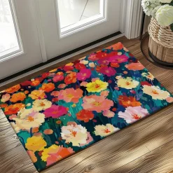 Wedding Colorful Flowers Doormat v Non-Slip Oil Proof Rug Indoor Outdoor Mat Bedroom Decor Bathroom Mat Entrance Rug