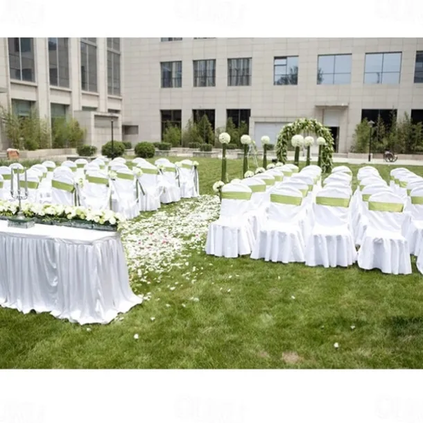 Wedding Dining Chair Covers Slipcover with Skirt, Washable Seat Covers Protector for Dining Chair Hotel Ceremony Wedding Party Kids Pets, Stretch Spandex Fabric