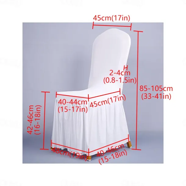 Wedding Dining Chair Covers Slipcover with Skirt, Washable Seat Covers Protector for Dining Chair Hotel Ceremony Wedding Party Kids Pets, Stretch Spandex Fabric
