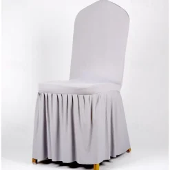 Wedding Dining Chair Covers Slipcover with Skirt, Washable Seat Covers Protector for Dining Chair Hotel Ceremony Wedding Party Kids Pets, Stretch Spandex Fabric