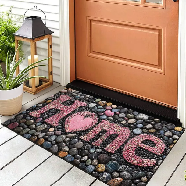 Wedding Love Cobblestone Doormat Kitchen Mat Floor Mat Non-Slip Area Rug Oil Proof Rug Indoor Outdoor Mat Bedroom Decor Bathroom Mat Entrance Rug
