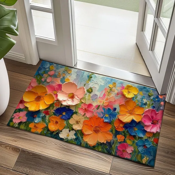 Wedding Oil Painting Flowers Doormat Non-Slip Oil Proof Rug Indoor Outdoor Mat Bedroom Decor Bathroom Mat Entrance Rug Door Mat