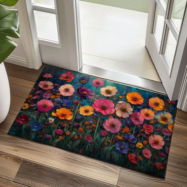 Wedding Oil Painting Flowers Doormat Non-Slip Oil Proof Rug Indoor Outdoor Mat Bedroom Decor Bathroom Mat Entrance Rug Door Mat