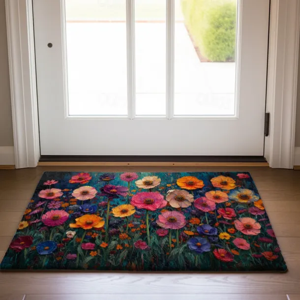 Wedding Oil Painting Flowers Doormat Non-Slip Oil Proof Rug Indoor Outdoor Mat Bedroom Decor Bathroom Mat Entrance Rug Door Mat