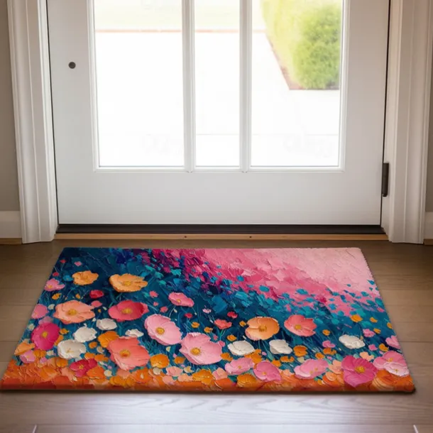 Wedding Oil Painting Flowers Doormat Non-Slip Oil Proof Rug Indoor Outdoor Mat Bedroom Decor Bathroom Mat Entrance Rug Door Mat