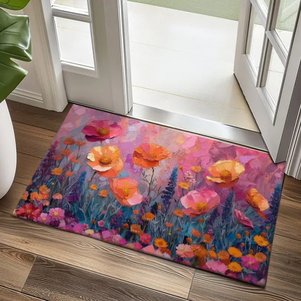 Wedding Oil Painting Flowers Doormat Non-Slip Oil Proof Rug Indoor Outdoor Mat Bedroom Decor Bathroom Mat Entrance Rug Door Mat